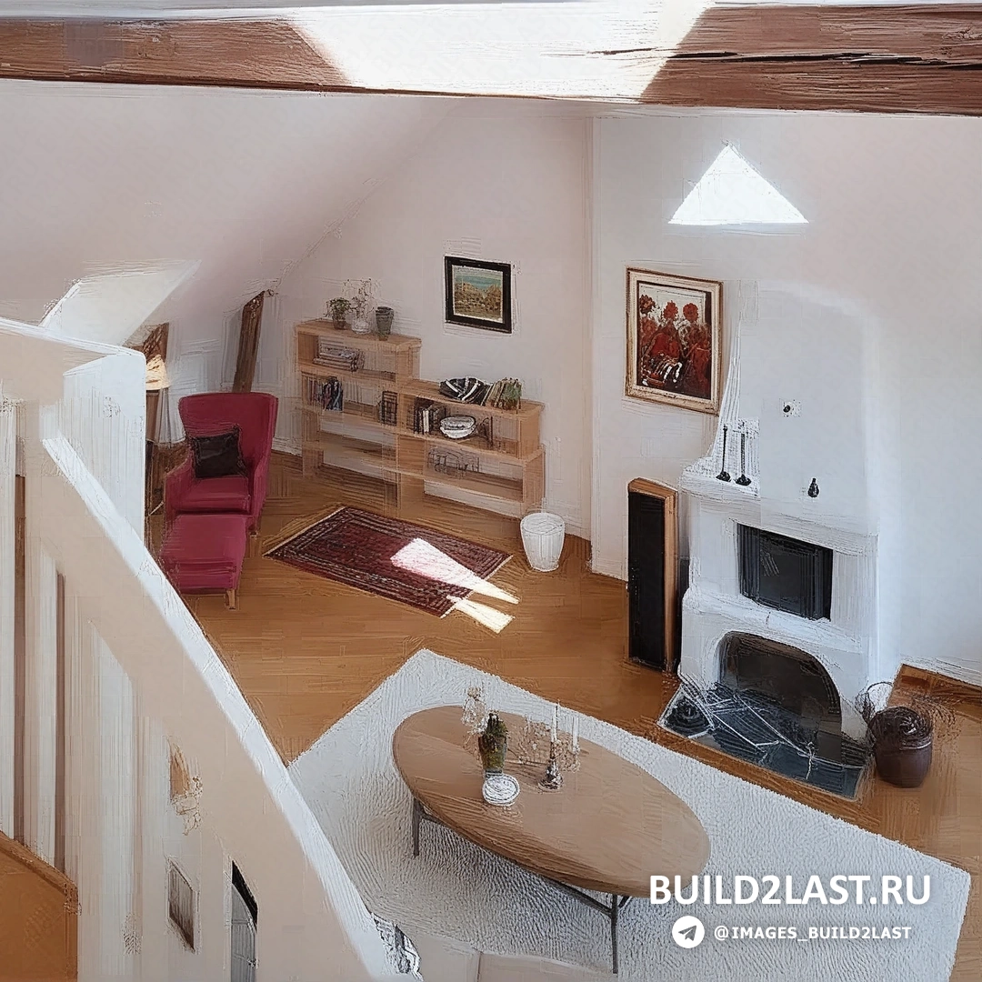 Элегантная гостиная с диваном, камином, балками и декоративными покрытиями на стенах.